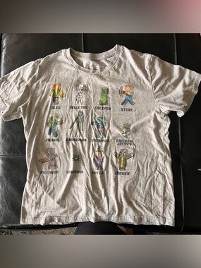 Vintage Mojang Minecraft Characters Graphic Tee - Light Gray